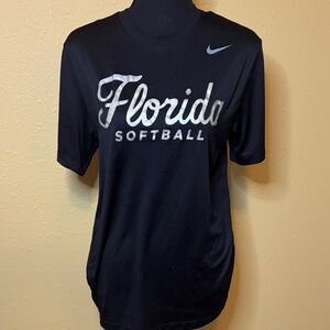 Nike Black Tee Dri-Fit with Silver Florida Softball Print Size Medium